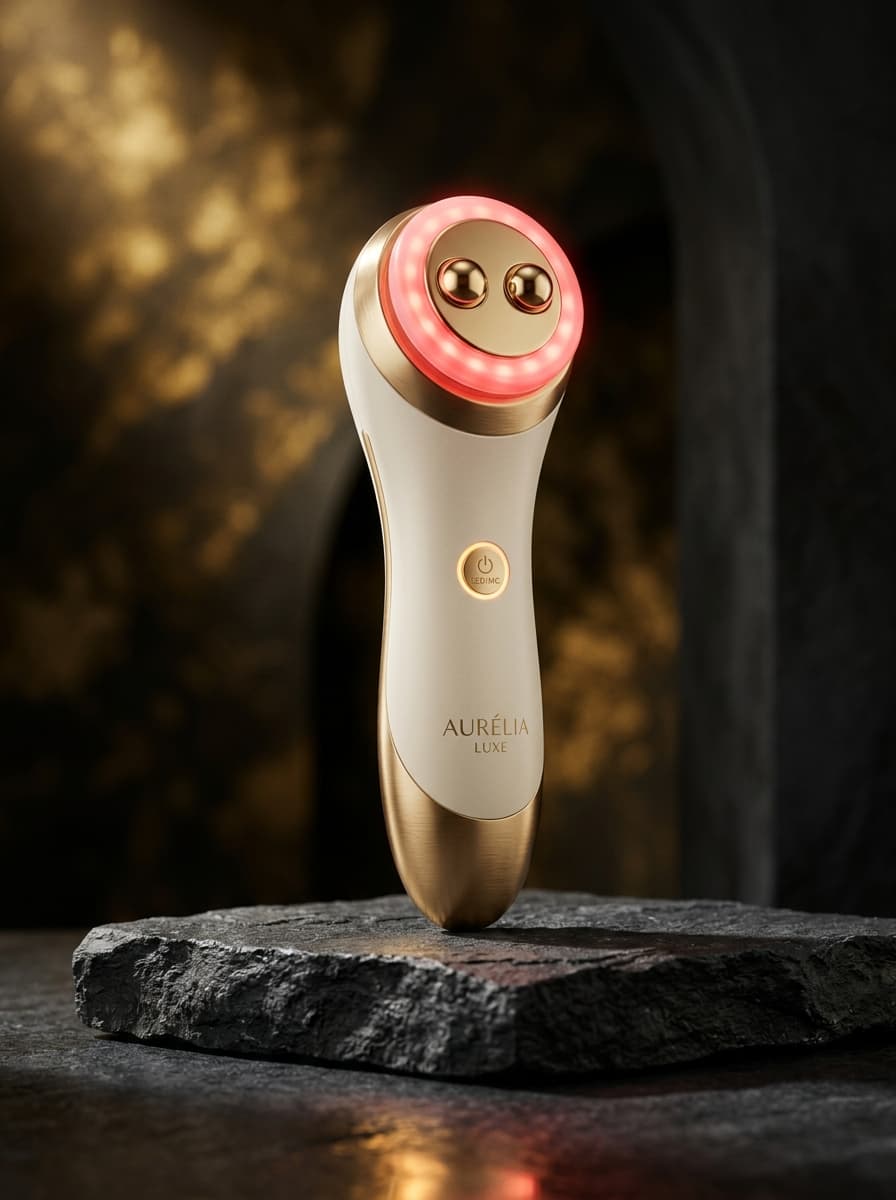 LUMĒ wireless LED and microcurrent skincare device close-up