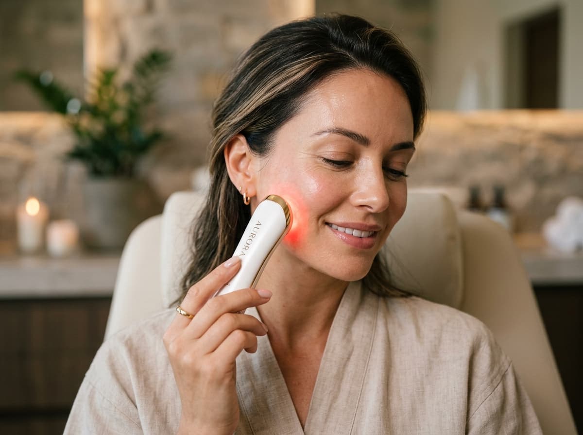 LUMĒ skincare device IN USE